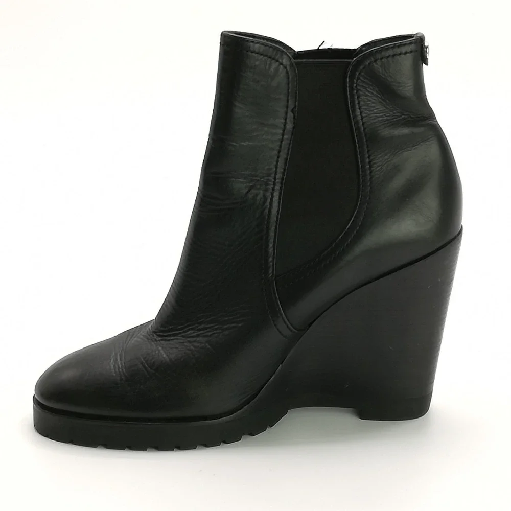 Michael Kors Shoes Womens Boots Ankle Bootie Black Leather‎ Wedge Thea 8.5